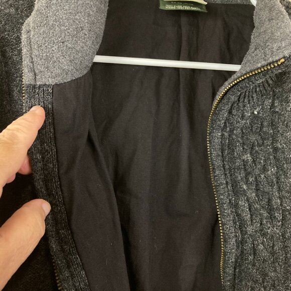 Aran Isles Ireland Womens L Gray 100% Wool Chunky Cable Knit Full Zip Sweater - Picture 7 of 8